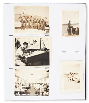 (MILITARY--WORLD WAR II.) TUSKEGEE AIRMEN. Scrapbook collection of 144 photographs of various size, taken at Tuskegee during the period